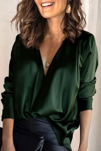 Women's V-Neck Long Sleeve Blouse with Elegant Everyday Style