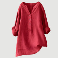 Women's Relaxed Button Front Tunic with Long Sleeves