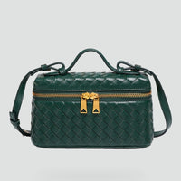 Women's Woven Pattern Handbag with Gold-Tone Details
