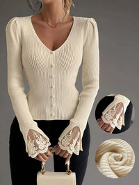 Women's Ribbed V-Neck Sweater with Effortless Casual Elegance