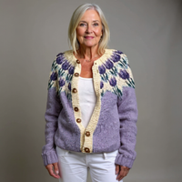 Women's Vintage Nordic Cardigan with Classic Button-Front Design