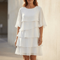 Women's Elegant Layered Ruffle Dress with Graceful Tiered Design