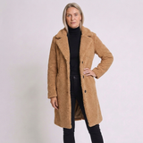 Women's Plush Jacket with Notched Lapel and Warm Cozy Design