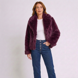 Women's Faux Fur Jacket with Loose Fit and Long Sleeves