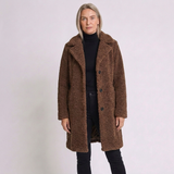Women's Long Button-Front Coat with Cozy Oversized Design