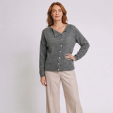 Women's Relaxed Button-Front Cardigan with Long Sleeves and Classic Style