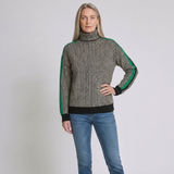 Women's Herringbone Turtleneck Jumper with High Neck Design