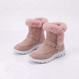 Women's Buckle Ankle Snow Boots with Plush Trim and Winter Style