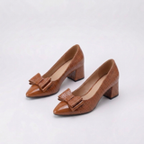 Women's Pointed-Toe Pumps with Bow Detail and Glossy Finish
