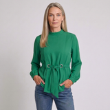 Women's Loose Wrap Blouse with Hollow Detail and Side Split Design