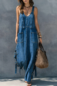 Women's Casual Jumpsuit with Elastic Waist and Adjustable Fit