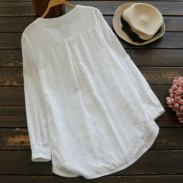 Women's Round Neck Long Sleeve Blouse with Timeless Everyday Style