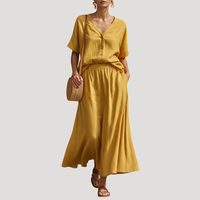 Women's Button Front Midi Skirt Set with Chic Matching Design