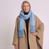 Women's Winter Scarf with Solid Color Design and Long Tassel Details