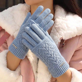 Women's Winter Hand Warmers with Twist Pattern and Fingerless Mitten Design
