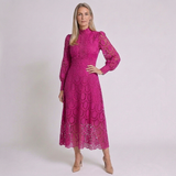 Women's Elegant Lace Midi Dress with Flowing Silhouette and Timeless Style