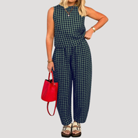 Women's Sleeveless Wide Leg Two-Piece Set with Coordinated Chic Style