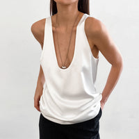 Women's Deep Scoop Neck Sleeveless Top with Casual Everyday Style