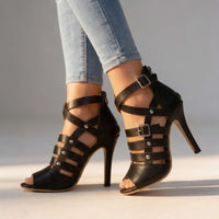Women's Gladiator Stiletto Heel Sandals with Strappy Design and Bold Elegance